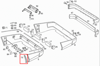 Mercedes-Benz W124 E500 Bumper Inserts, Joint Cover, Mud Flaps - 1248851623, 1248851523