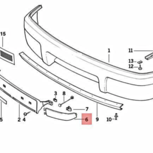 BMW E31 Front bumper cover wing left or right primed (8er CSI 51112253001, 51112253002)