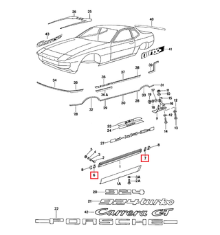 Porsche 924 Side Skirt Trim Cap Left or Right 477853735A / 477853736A