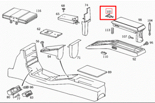 Mercedes-Benz R129 Armrest Lid Latch Button A1296830155
