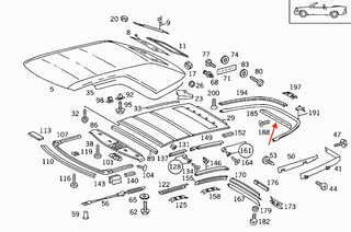 Mercedes A124 Cover Panel Fabric Bracket (W124, 1247700280)