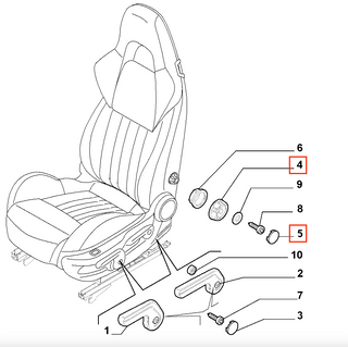 Alfa Romeo Brera Seat Recline Knob Adjuster with Cover (Black, 184716100 & 184716200)