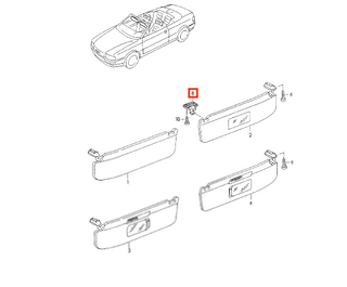 Audi 80 B3 B4 Convertible Sun Visor Clip Set (Left & Right) Black 8G0857561A