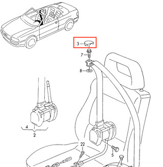 Audi 80 Convertible Seat Belt Upper Cover (Left or Right) Black 8G0857741A / 8G0857742A