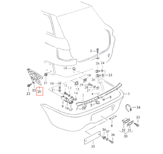 Audi S2, RS2 Bumper Rear Mount Left Or Right 8A0807193 / 8A0807194