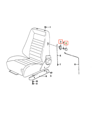 BMW E23 E24 E28 E30 Recaro Seat Backrest Release Lever Trim Cover And Handle Black 52101883321 &amp; 52101883322