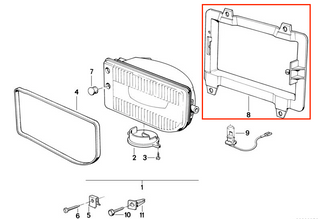 BMW E30 Facelift Fog Light Bracket Black Left Or Right 63171386039 / 63171386040