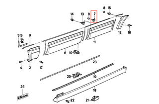 BMW E30 Rocker panel M Technik M-Tech 2 Side Clip Klammer Repair Kit Set of 18 Black 51162239735