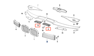 BMW E31 840Ci 850ci 850Csi Hood / Windshield Wiper Cowl Grill Left Or Right 51131970695 / 51131970696