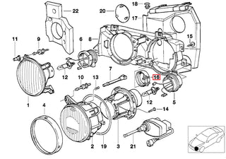 BMW E34 E32 Headlight Adapter Left Or Right Black 63128355377 / 63128355378