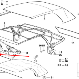 BMW E36 Convertible Roof Cover Handle 54348206397