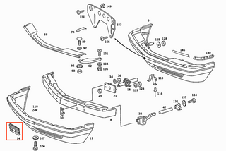 Mercedes W126 SEC Front Bumper Lower Tow Hook Grill Cover - Version USA Coupe - Primed (A1268850326)