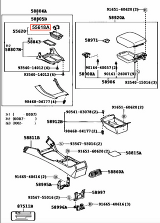 Lexus GS300/430 Console Box Cup Holder Black 55618-30021