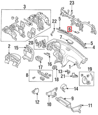 Mazda RX7 Defrost Center Cover Black FD01-64-905 02