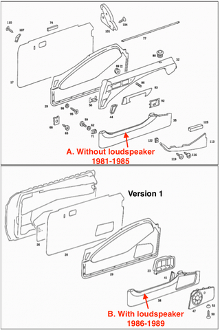 Mercedes C126 Door Pocket Cover 2 Version Left Or Right All Color A1267200174 / A1267200274
