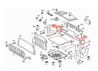 Mercedes R129 SL Roof Boot Lock Cover / Fuse Left Or Right A1296930633 / A1296930733