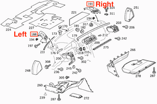 Mercedes W210 Dash Speaker Cover Left Or Right All Color A2106800539 / A2106800639