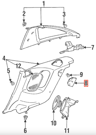 Mitsubishi 3000GT Rear Quarter Panel Trim Seat Latch Cover Set Of 2 Black MB766591