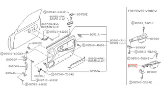 Nissan 240SX Passenger Door Window Switch Trim Bezel LHD Or RHD Black 80961-40F00 / 80960-40F00