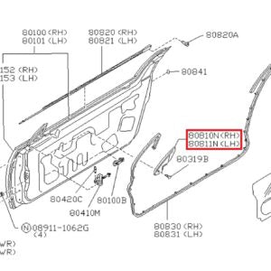 Nissan 300ZX ZS32 Front Door Mirror Corner Cover Trim Left Or Right Black 80293-30P00 / 80292-30P00