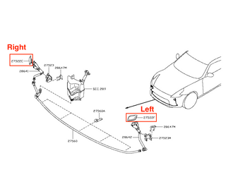 Nissan 350Z Pre-Lift 02-05 Front Bumper Washer Headlight Nozzle Cover Primed Left And Right 27522F 27522E