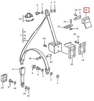 Porsche 911 Seat Belt Guide Rosette 1965-1994 Black 90180313900