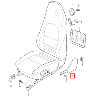 Porsche Boxster Seat Side Cover Trim Black Left Or Right  98652131500 / 98652131600