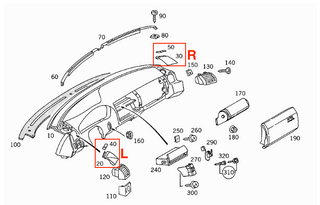 Mercedes-Benz R129 Dashboard Speaker Cover Panel Trim Left Or Right A1296800139 / A1296800239