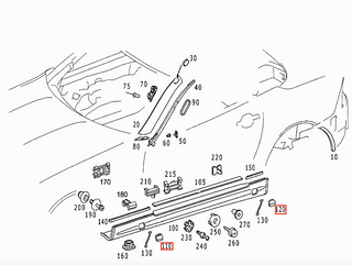 Mercedes-Benz R170 Side Skirt Hole Jack Covers Set Of 4 (A1706981330, A1706981530, A1706981430, A1706981630)