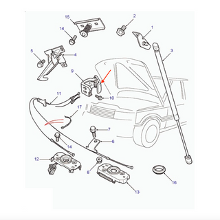 Range Rover P38 Lever-Bonnet Release Assembly Black FSC10005