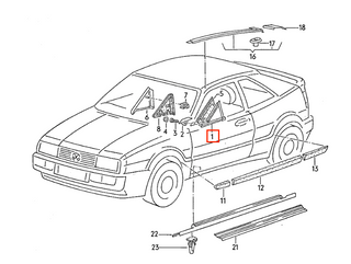 VW Corrado Outer Door Window Triangle Trim Black Left Or Right 535853221 / 535853222