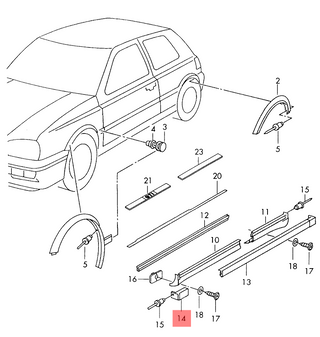 VW Golf MK3 Jetta Rocker Cover Strip Set Of 2 Right And Left Side Black 1H0853995 & 1H0853996