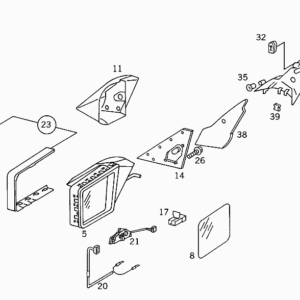 Mercedes W124 Door Interior Mirror Cover Trim With Hole Left or Right (A1247251511 / A1247251611)