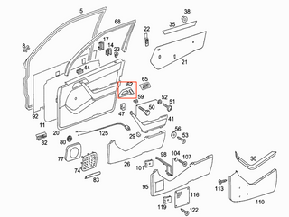 Mercedes-Benz W124 Interior Door Handle Assembly Cover - Non-Electric Seat - A1247660191 / A1247660291