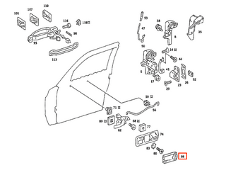 Mercedes W126 C126 Front Door Handle Insert (Left or Right) - Black (A1267660290 / A1267660190)