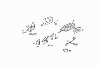 Mercedes W126 Door Mirror Triangle Trim Cover - Left or Right - Black (A1267250511 / A1267250611)