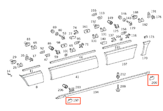 Mercedes W126 Side Rocker Jack Cover Cap Trim Set of 4 - Primed (A1266980130 / A1266980230 / A1266980330 / A1266980430)