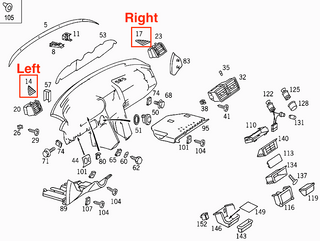 Mercedes W202 Dashboard Loud Speaker Tweeter Cover - Left or Right - All Colors (A2026800336 / A2026800436)