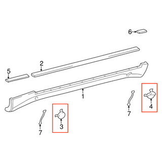 Mercedes W210 AMG Side Rocker Jack Cover Trim Caps Set Of 4 - Primed (HWA2106980130 / HWA2106980230)